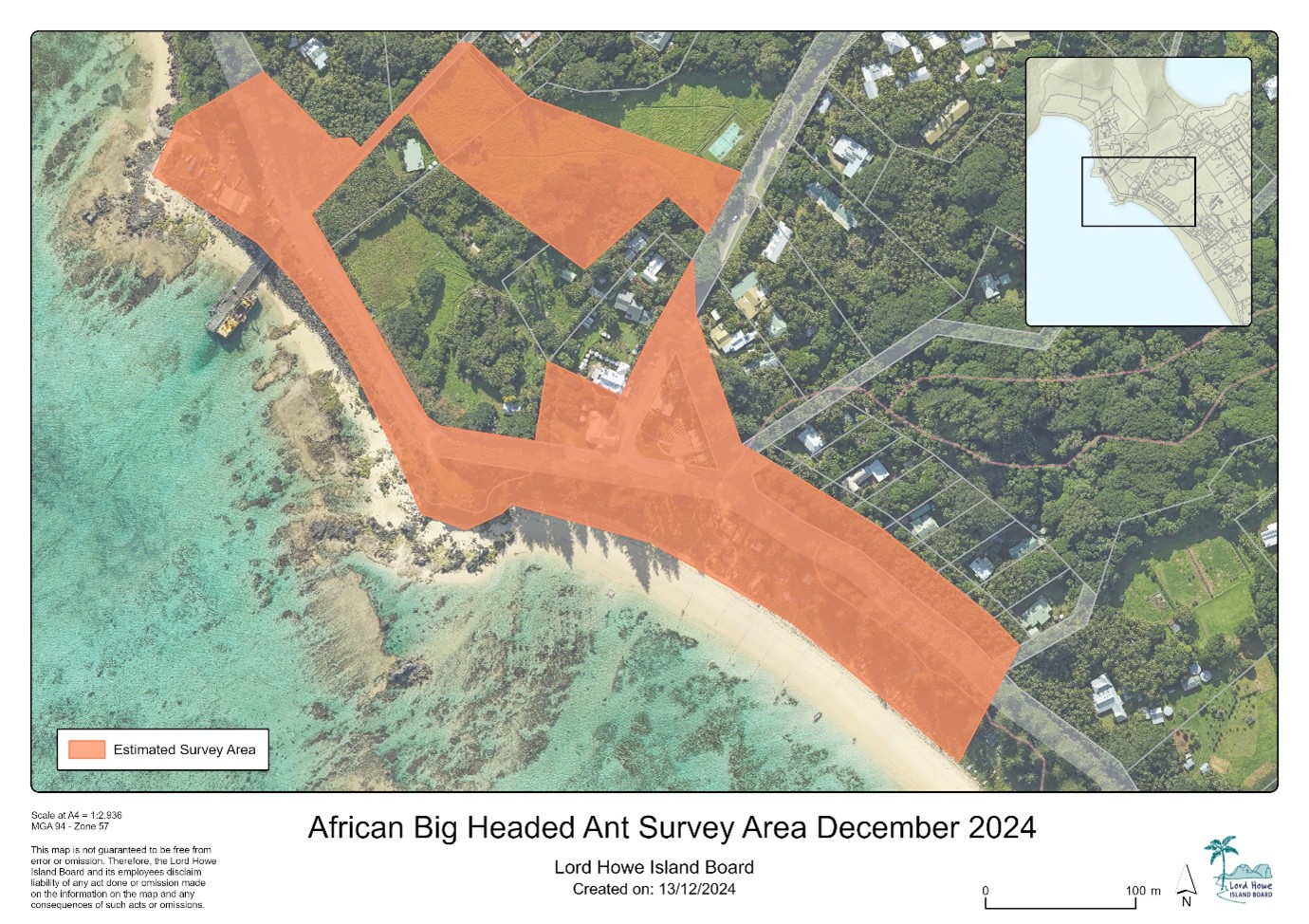 Area map for the African big-headed ant survey 